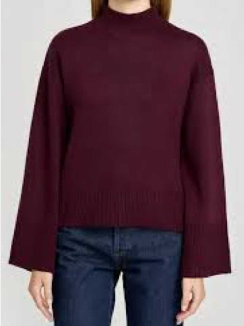 WAYF Addison Mock Neck sweater Raisin burgundy women’s size large